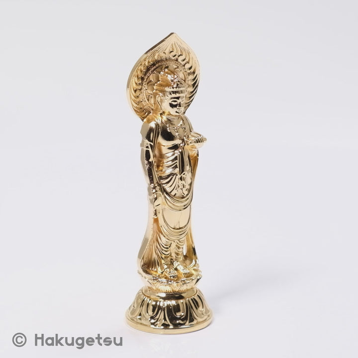 Statuette of Āryāvalokiteśvara, Height 10cm Pure Gold Plating