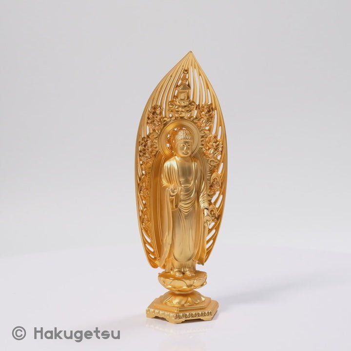 Statue of Amitābha, Height 18cm, Pure Gold Plating