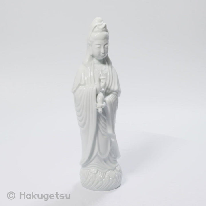 White Ceramic Statue of Āryāvalokiteśvara, Height 24cm, Nabeshima Ware