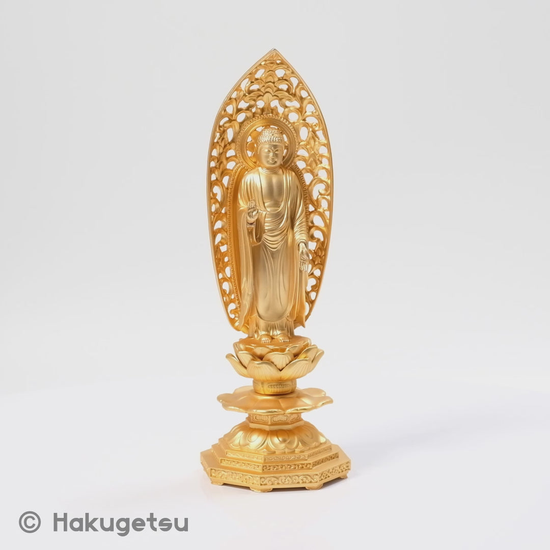 Statue of Amitābha, Height 21.5cm, Pure Gold Plating