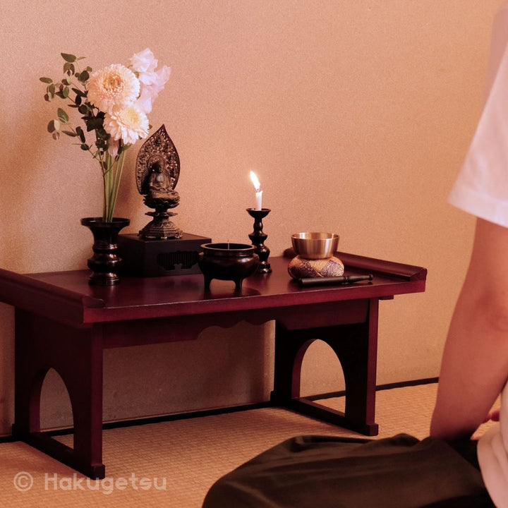 Three-Piece Simple Buddhist Altar Set, Light Baking Paint Finish - HAKUGETSU