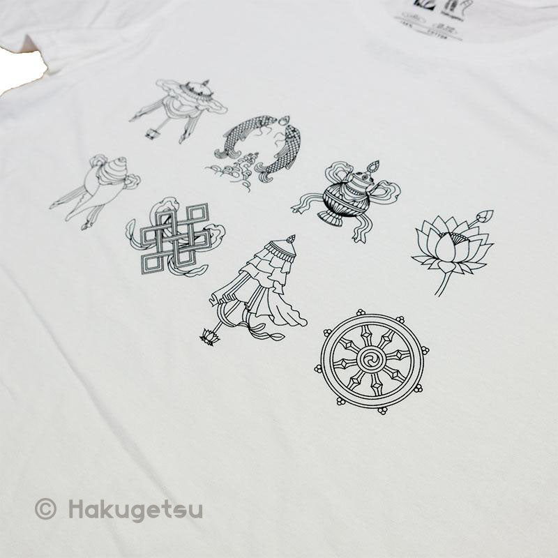 Eight Auspicious Symbols Silk Screen Printed T-shirt - HAKUGETSU