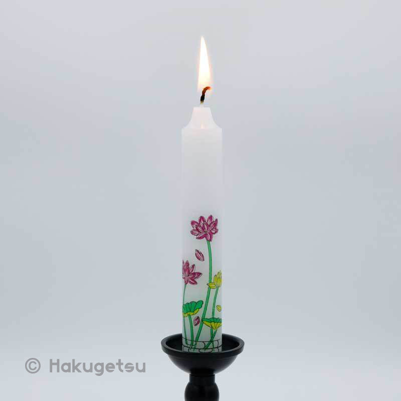 Lotus Flower Printed Candle 5", Set of Four - HAKUGETSU