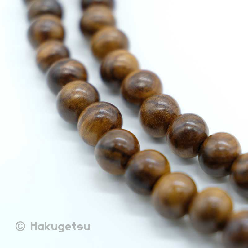 Rinzai Zen school Juzu(mala) for two hands Mahogany(Chinaberry) 臨済宗 栴檀、共仕立て 主珠１０８数珠 - HAKUGETSU