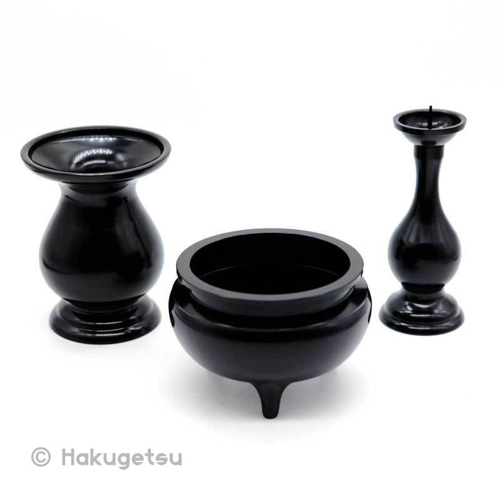 Three-Piece Buddhist Altar Set "Hiei" Type, Thick Baking Paint Finish - HAKUGETSU
