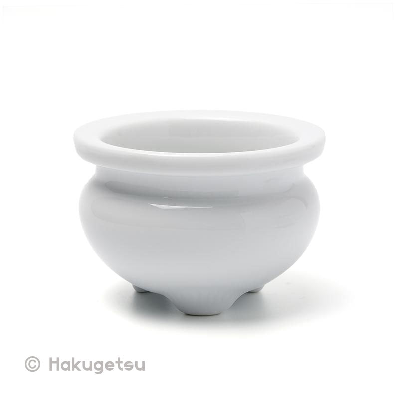 Ceramic Incense Burner, Plain White Color - HAKUGETSU
