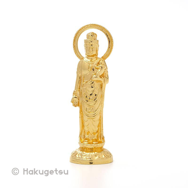 Statuette of Avalokiteśvara Holding a Baby, Height 2.76" Pure Gold Plating - HAKUGETSU