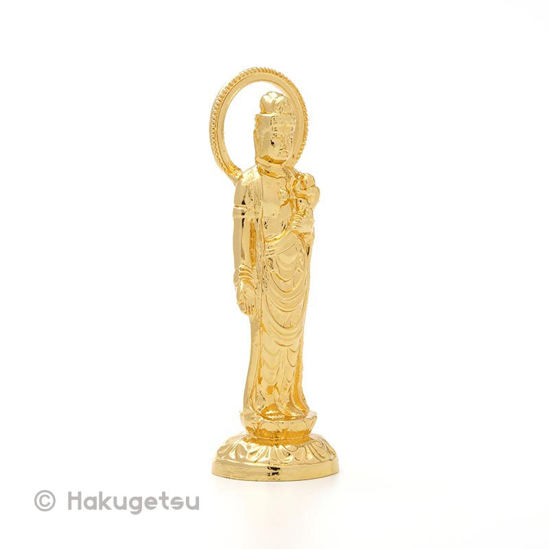 Statuette of Avalokiteśvara Holding a Baby, Height 2.76" Pure Gold Plating - HAKUGETSU