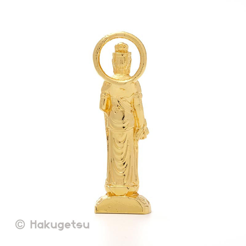 Statuette of Avalokiteśvara Holding a Baby, Height 2.76" Pure Gold Plating - HAKUGETSU