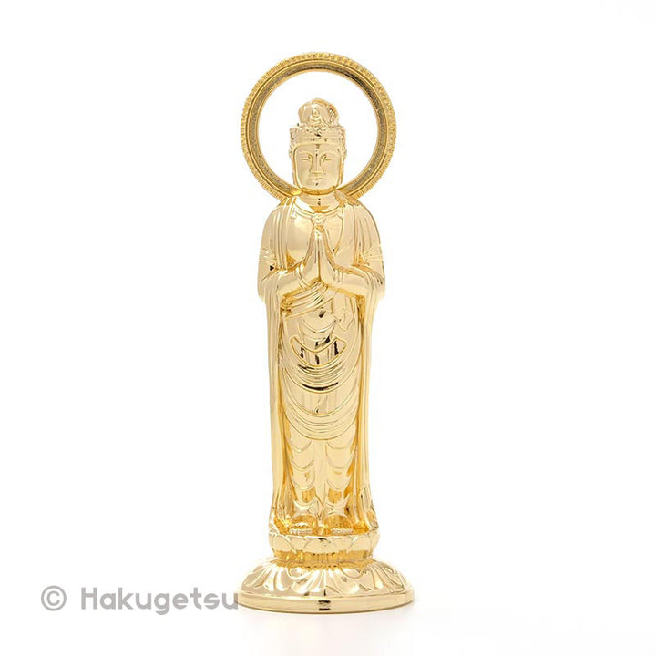 Statuette of Āryāvalokiteśvara, Height 2.83" Pure Gold Plating - HAKUGETSU