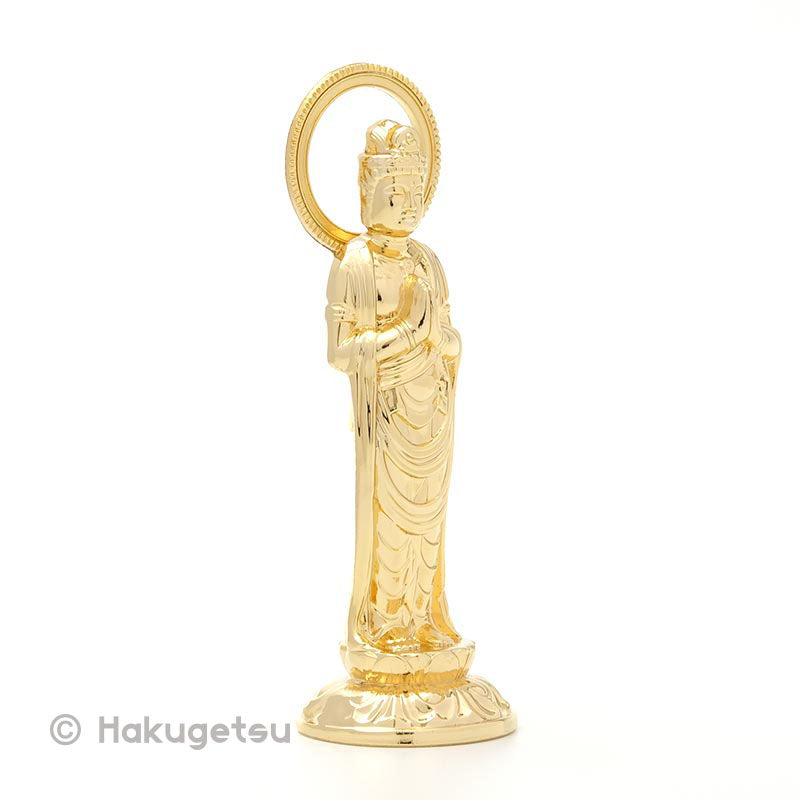 Statuette of Āryāvalokiteśvara, Height 2.83" Pure Gold Plating - HAKUGETSU