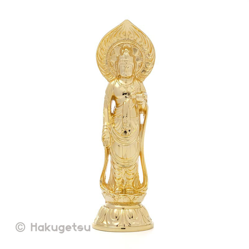 Statuette of Āryāvalokiteśvara, Height 3.94" Pure Gold Plating - HAKUGETSU