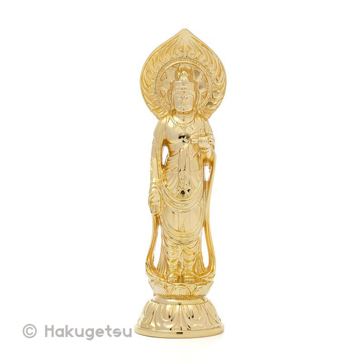 Statuette of Āryāvalokiteśvara, Height 3.94" Pure Gold Plating - HAKUGETSU