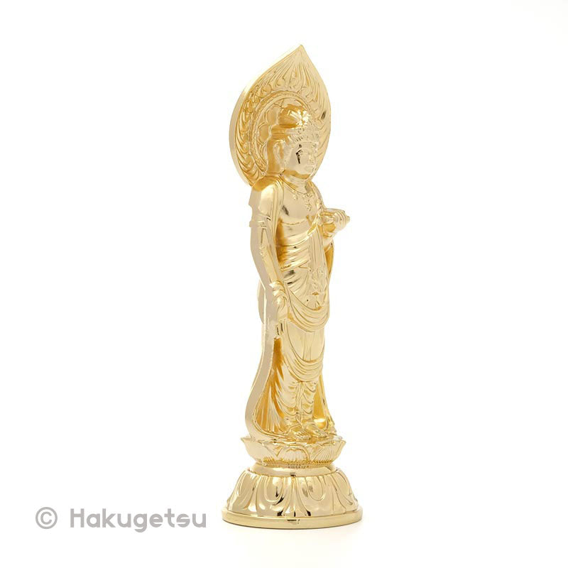 Statuette of Āryāvalokiteśvara, Height 3.94" Pure Gold Plating - HAKUGETSU