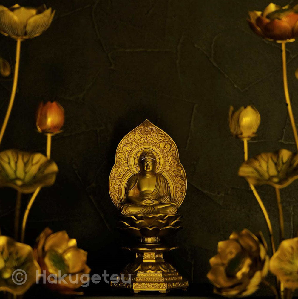 Statue of The Buddha, Height 5.9"  Pure Gold Plating - HAKUGETSU