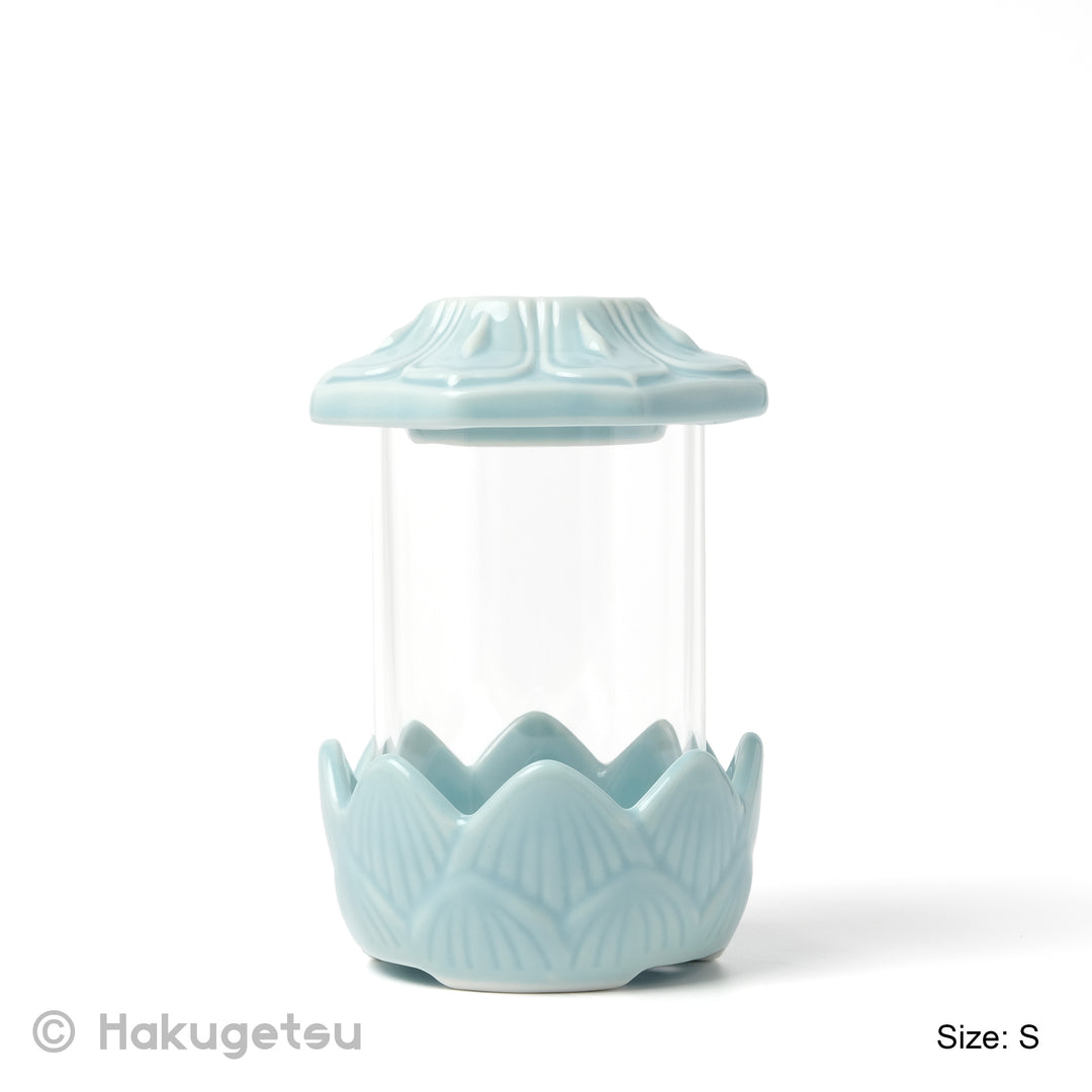 Ceramic Candle Holder with Grass Windshield, 2 Sizes - HAKUGETSU