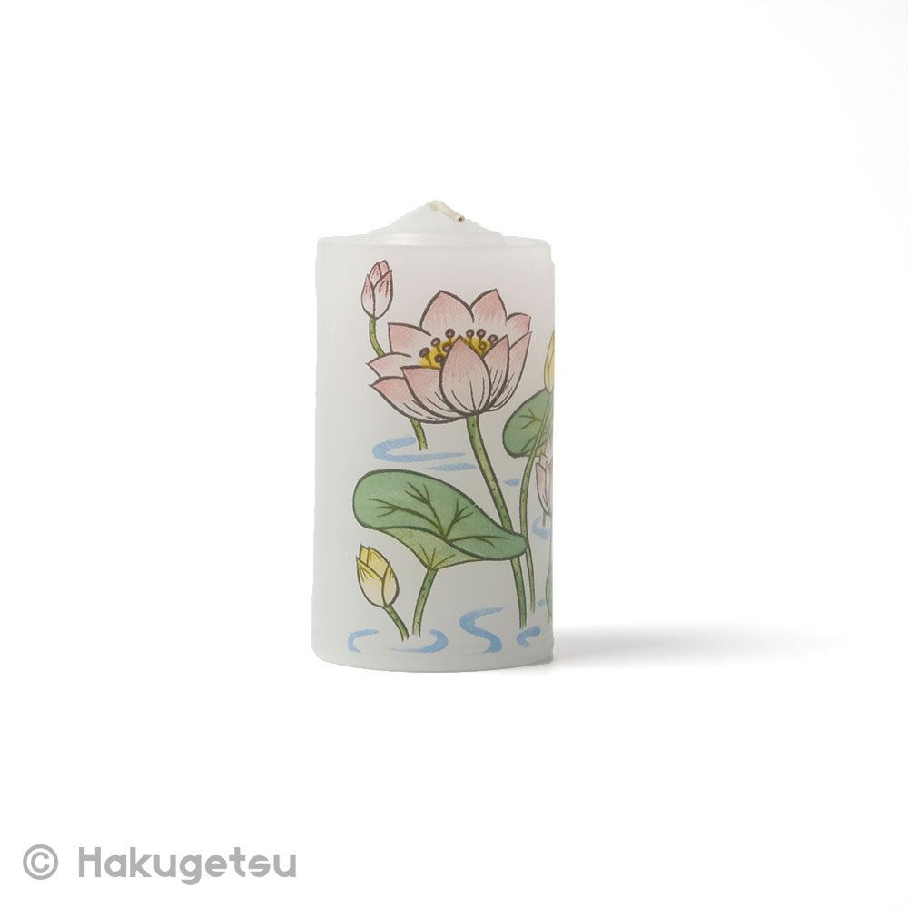 Lotus Flower Printed Candle, height 7.2cm, Set of Six - HAKUGETSU