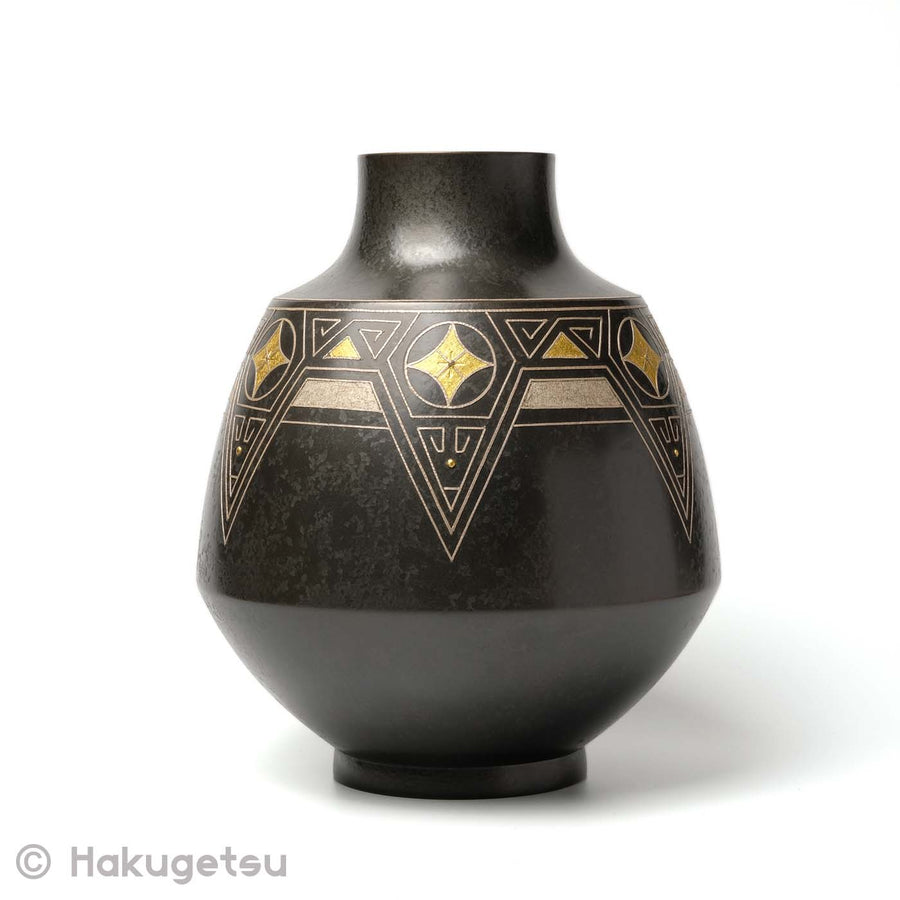 Contemporary Craft Inlay Copper Vase [Secondhand] - HAKUGETSU