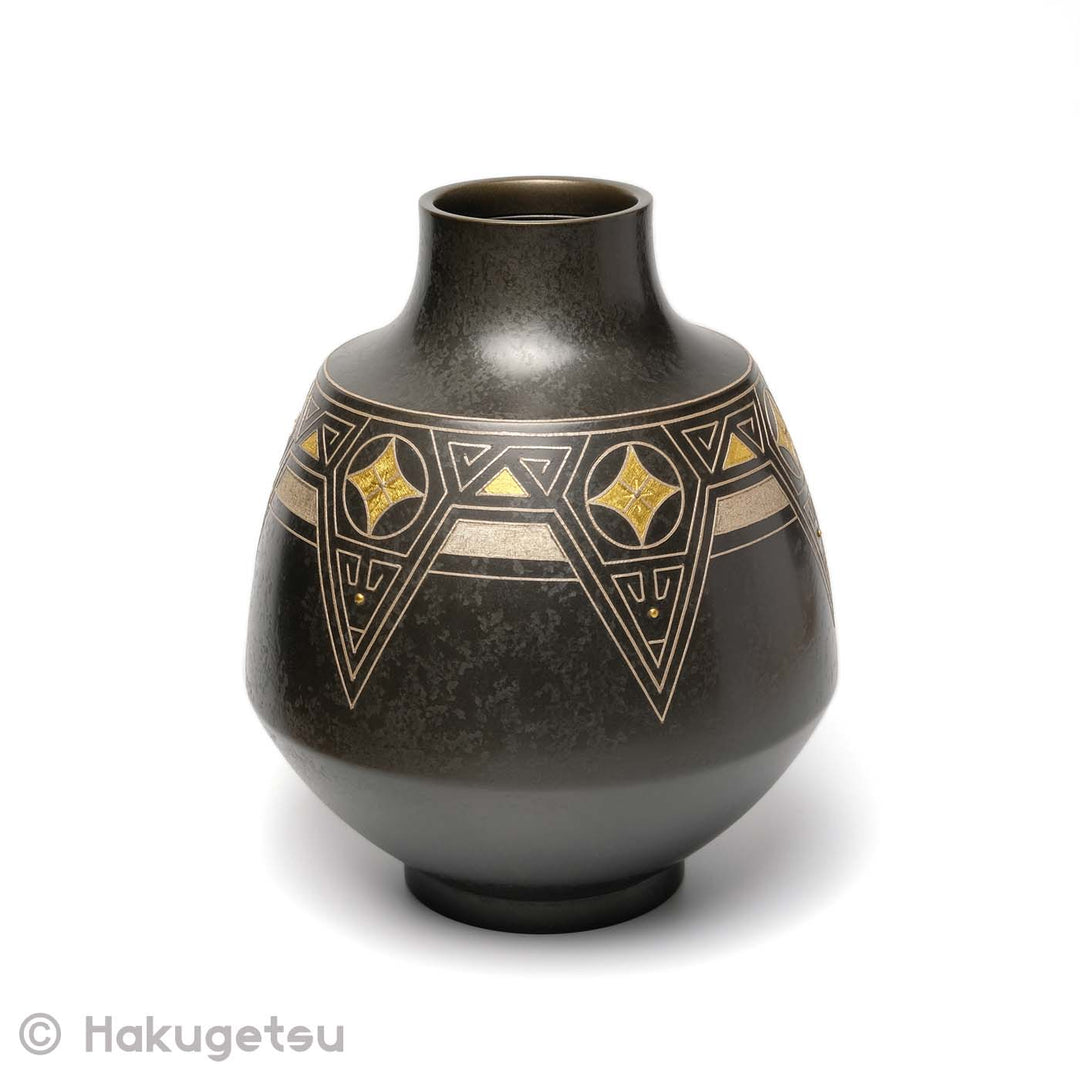 Contemporary Craft Inlay Copper Vase [Secondhand] - HAKUGETSU