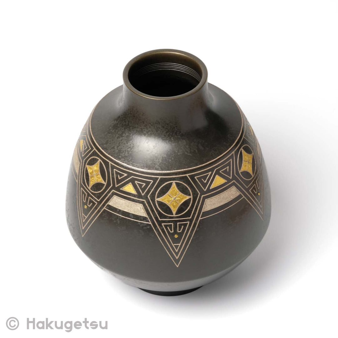 Contemporary Craft Inlay Copper Vase [Secondhand] - HAKUGETSU