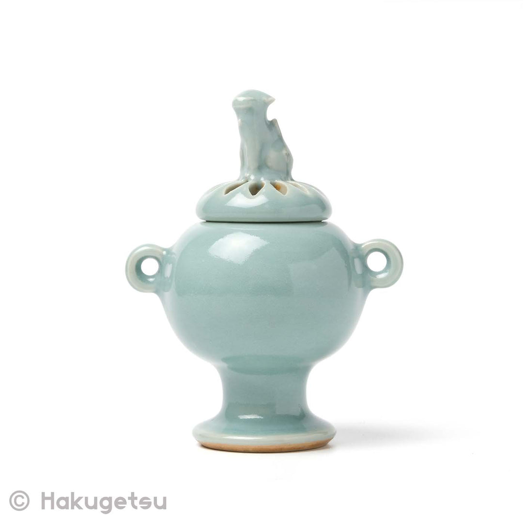 Small Celadon Incense Burner with Lion (Shishi) Lid [secondhand] - HAKUGETSU