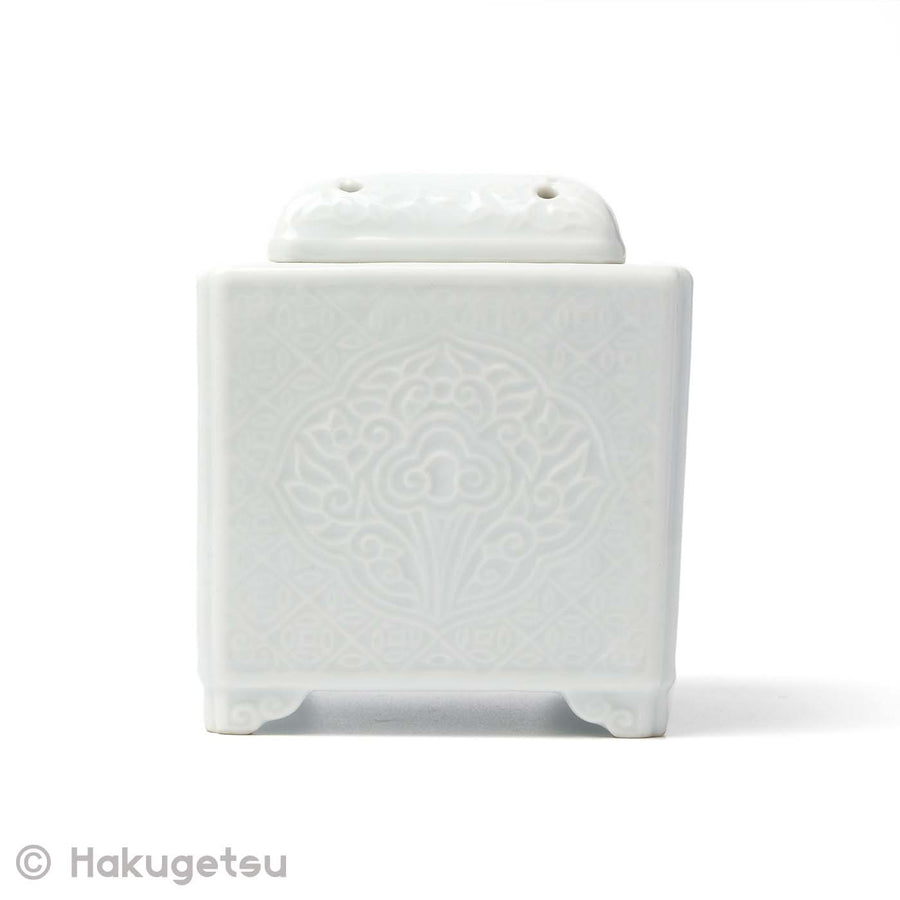 White Porcelain Square Incense Burner [Secondhand] - HAKUGETSU