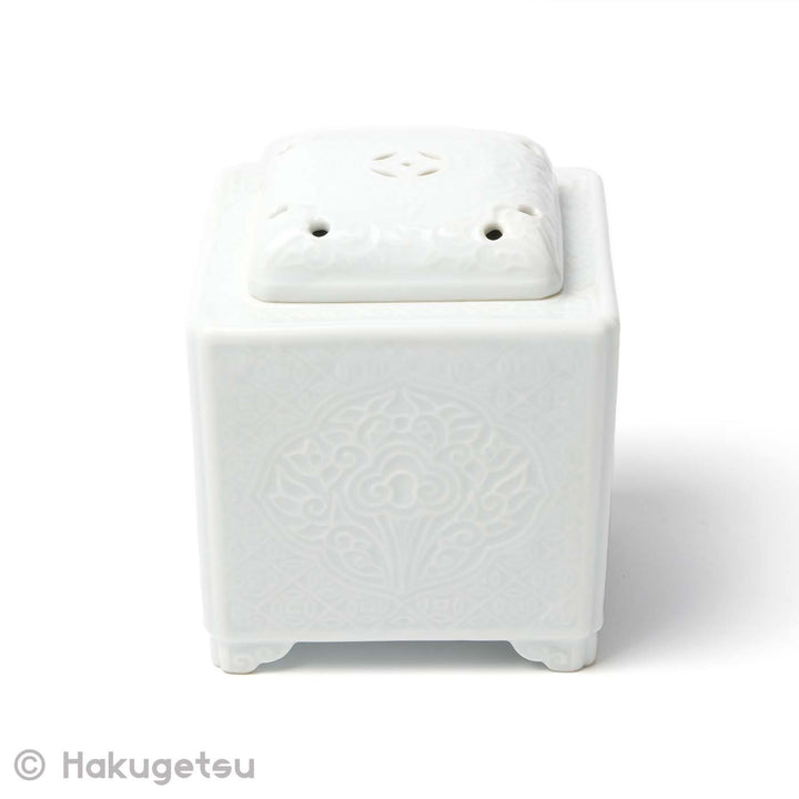 White Porcelain Square Incense Burner [Secondhand] - HAKUGETSU