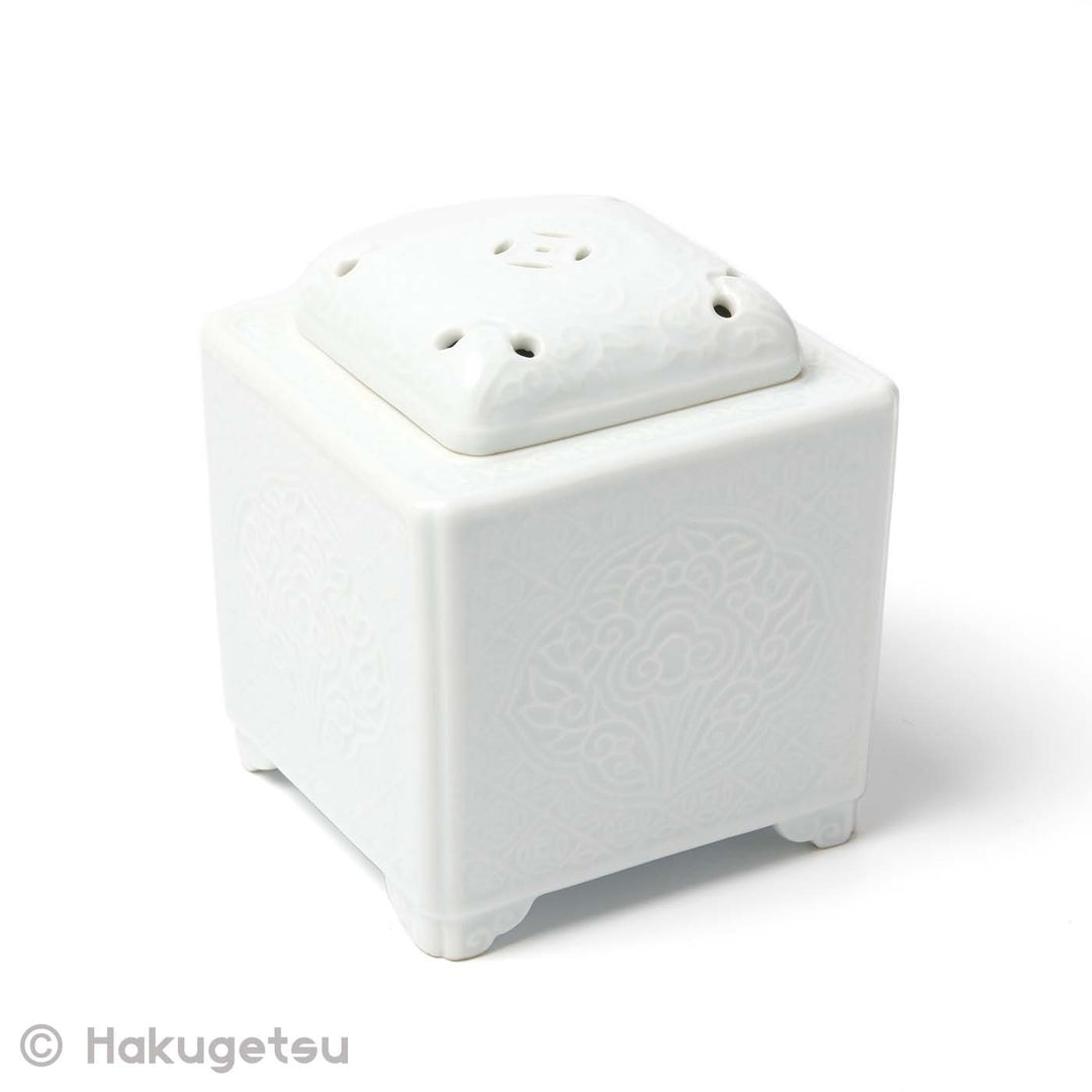 White Porcelain Square Incense Burner [Secondhand] - HAKUGETSU