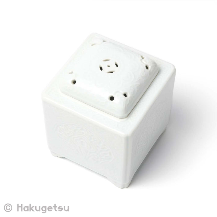 White Porcelain Square Incense Burner [Secondhand] - HAKUGETSU