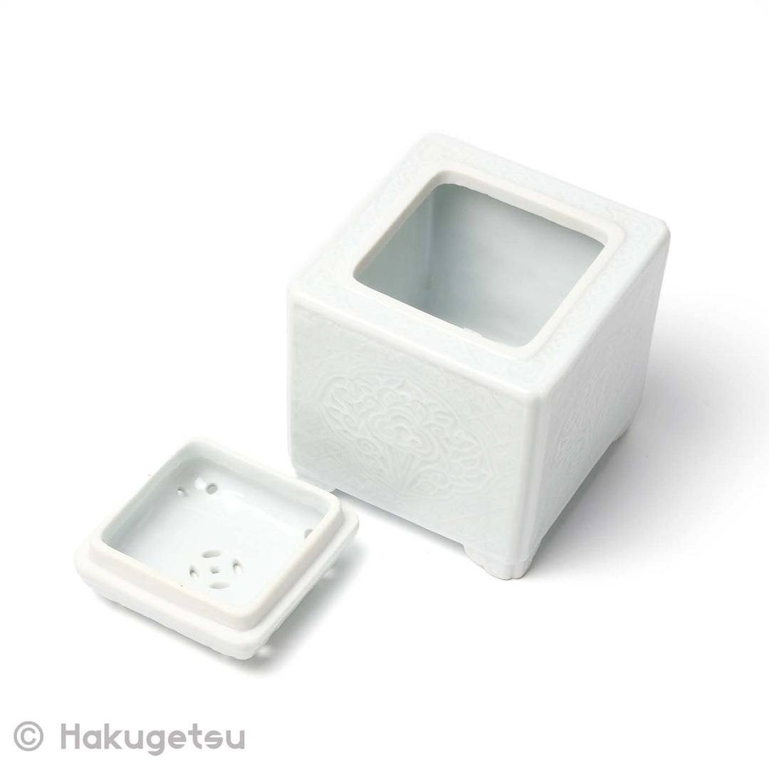 White Porcelain Square Incense Burner [Secondhand] - HAKUGETSU