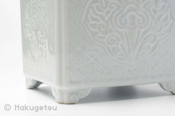 White Porcelain Square Incense Burner [Secondhand] - HAKUGETSU