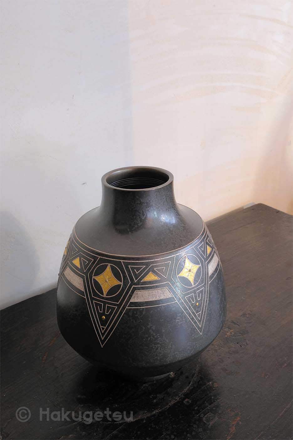 Contemporary Craft Inlay Copper Vase [Secondhand] - HAKUGETSU