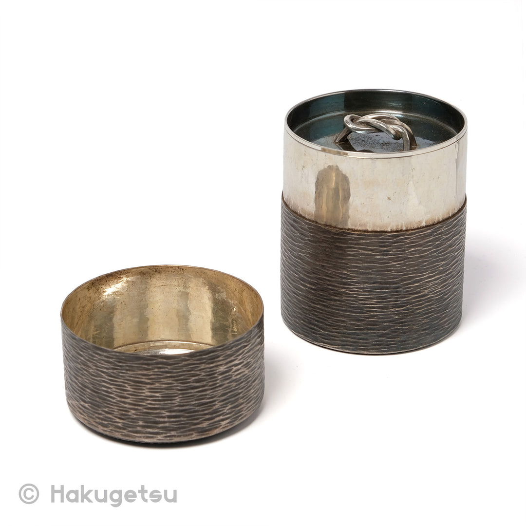 Craft Canister and Spoon Set for Tea Leaf, Made of Silver  [Secondhand] - HAKUGETSU