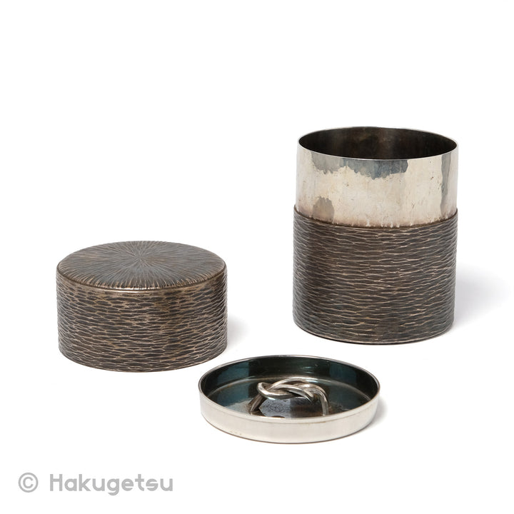 Craft Canister and Spoon Set for Tea Leaf, Made of Silver  [Secondhand] - HAKUGETSU