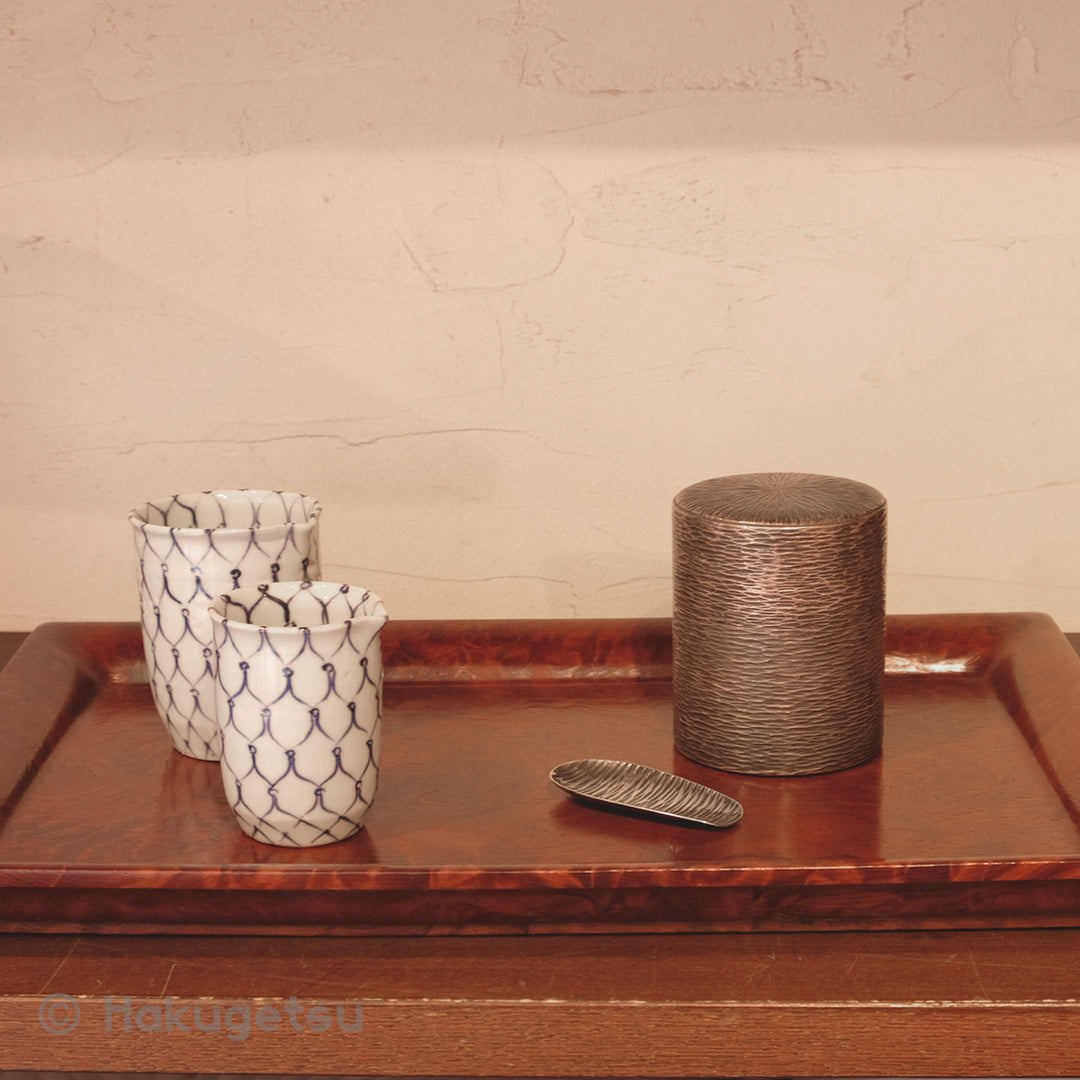 Craft Canister and Spoon Set for Tea Leaf, Made of Silver  [Secondhand] - HAKUGETSU