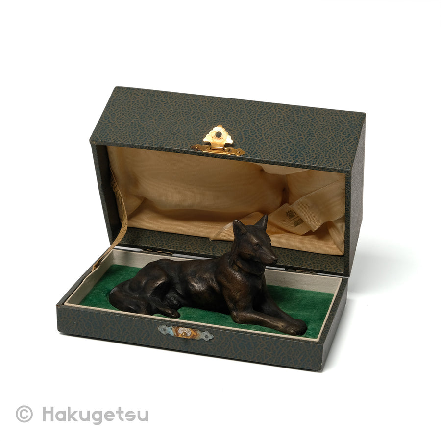 German Shepherd Dog Japanese Small Copper Figurine [Secondhand] - HAKUGETSU