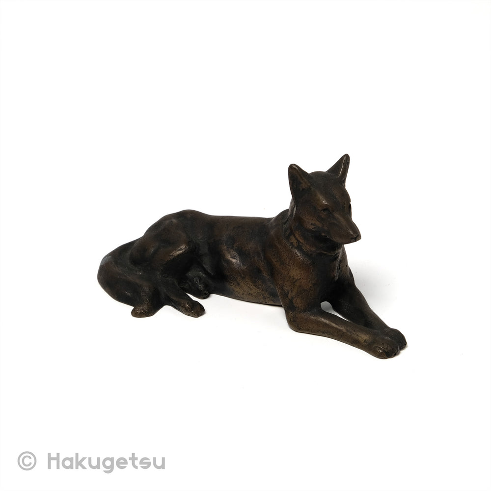German Shepherd Dog Japanese Small Copper Figurine [Secondhand] - HAKUGETSU
