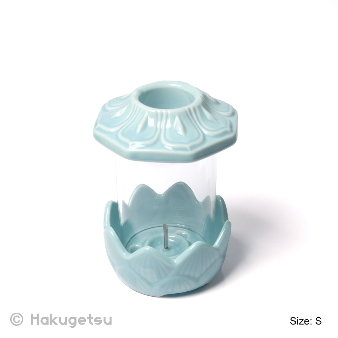 Ceramic Candle Holder with Grass Windshield, 2 Sizes - HAKUGETSU