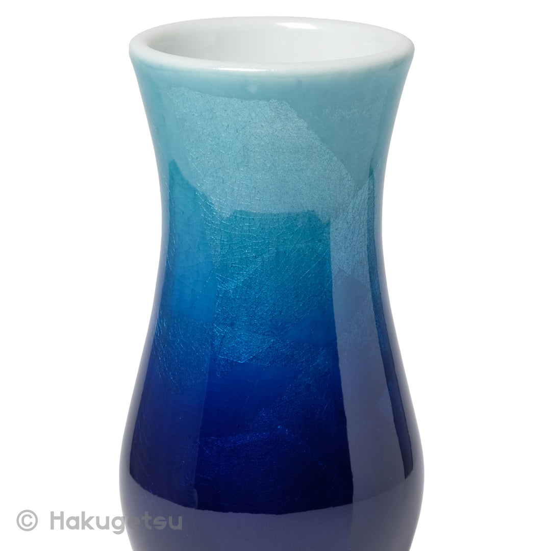 "Sayaka" Small Ceramic Buddhist Altar Set with Blue Gradient and light silver paint, 6-Piece - HAKUGETSU