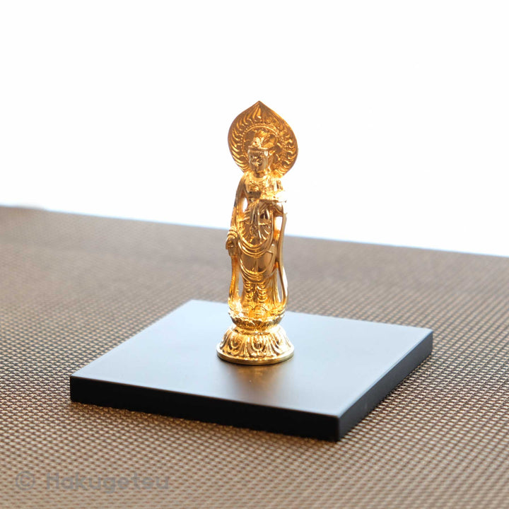 Statuette of Āryāvalokiteśvara, Height 10cm Pure Gold Plating - HAKUGETSU