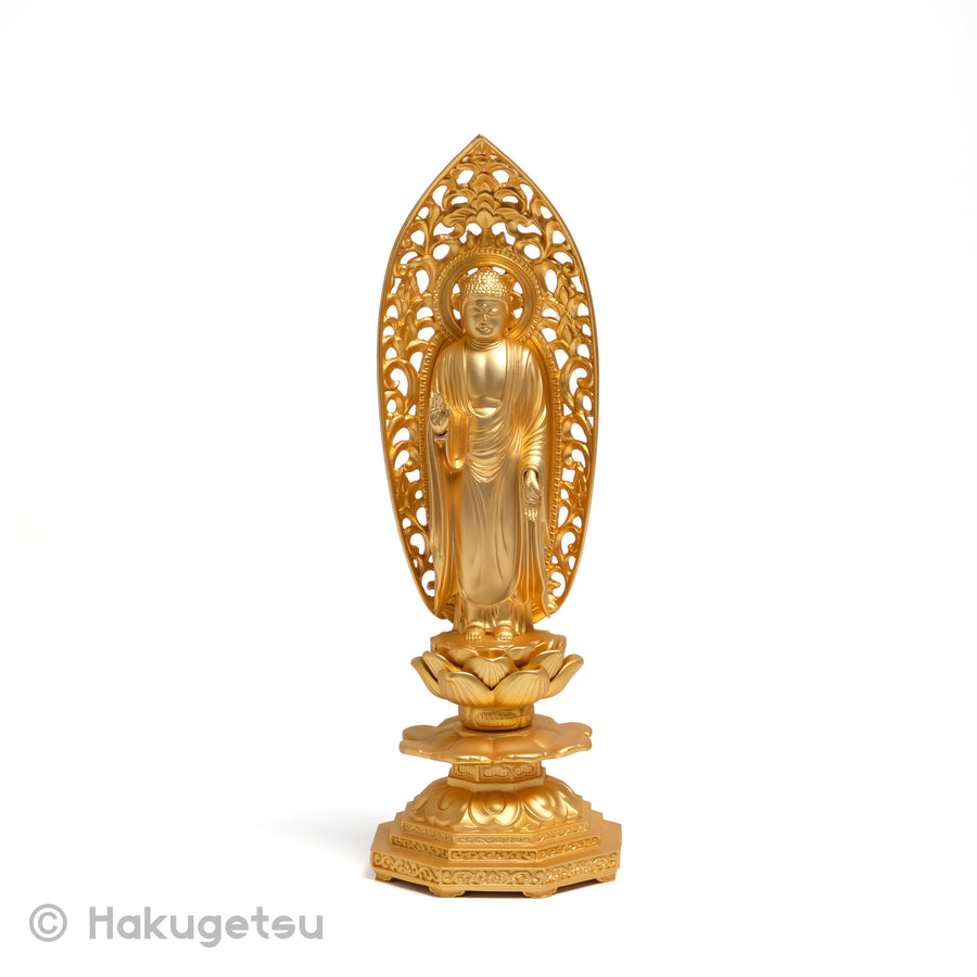 Standing Statue of The Buddha, Height 19.5cm Pure Gold Plating - HAKUGETSU