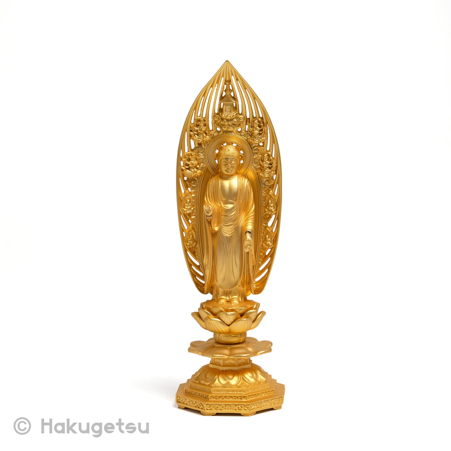 Statue of Amitābha, Height 21.5cm, Pure Gold Plating - HAKUGETSU