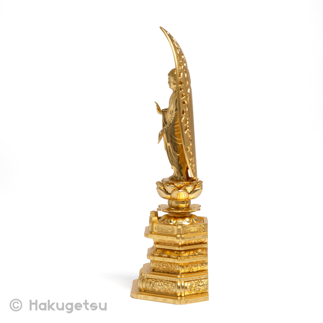 Standing Statue of The Buddha, Height 22.5cm Pure Gold Plating - HAKUGETSU