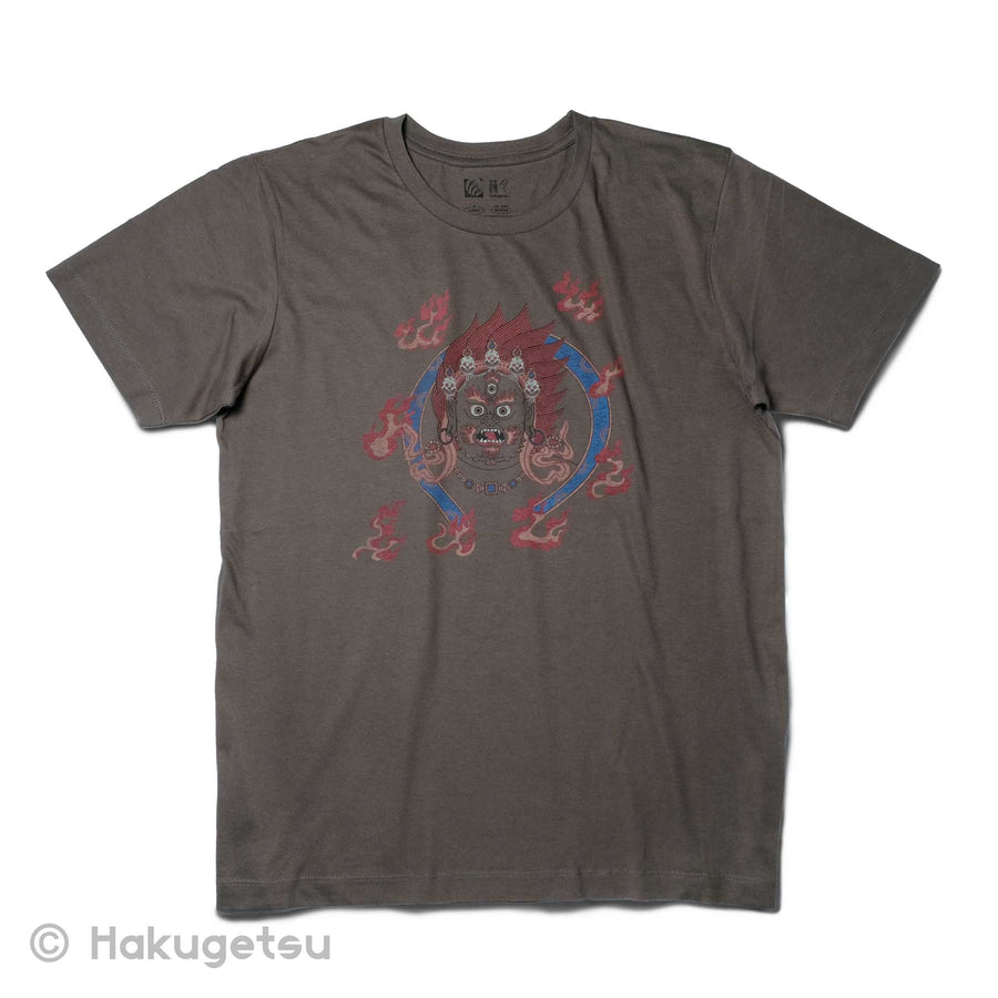 Mahakala Buddhist Design Silk Screen Printed T-shirt - HAKUGETSU