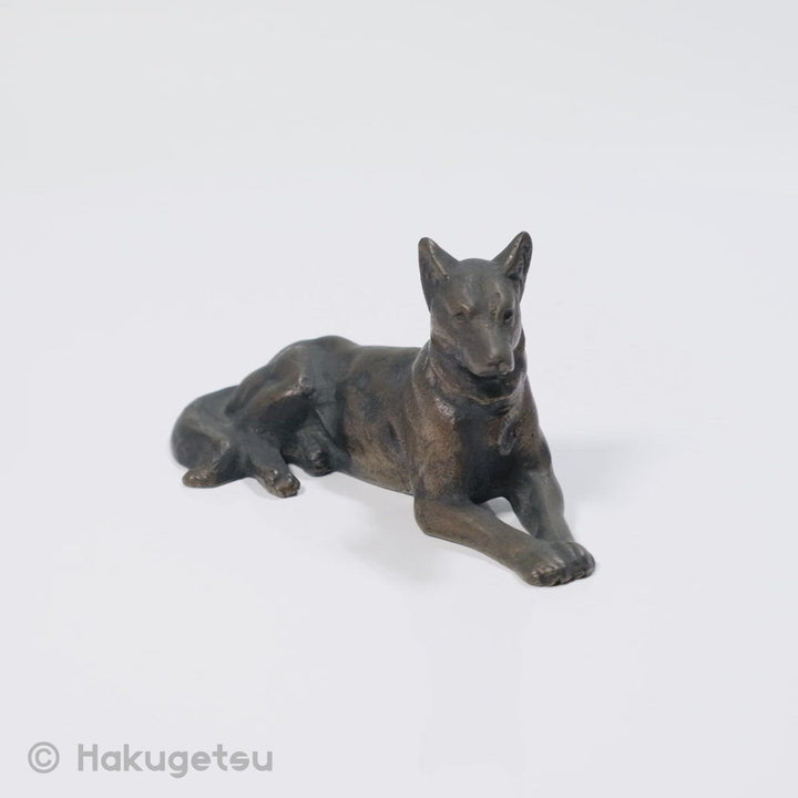 German Shepherd Dog Japanese Small Copper Figurine [Secondhand]