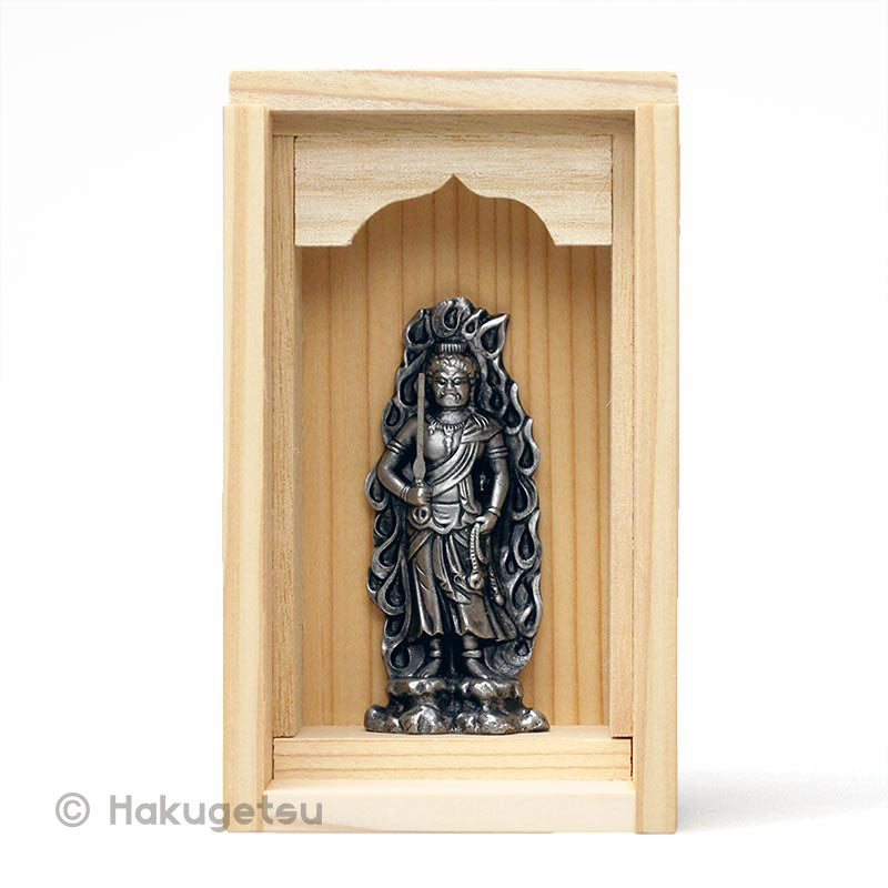 Statuette of Acalanātha in Wooden Cabinet with Incence & Holder - HAKUGETSU